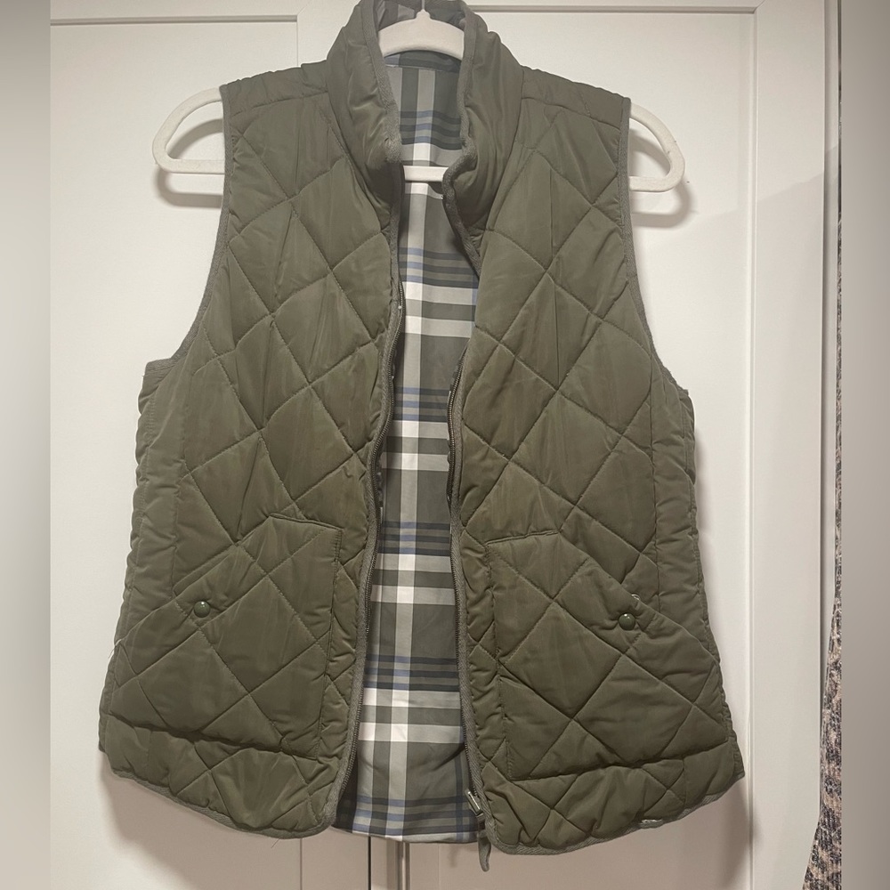 Green and plaid reversible vest